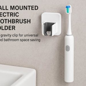 Wall Mounted Electric Toothbrush Holder With Gravity Clip For Universal Fit And Bathroom Space Saving