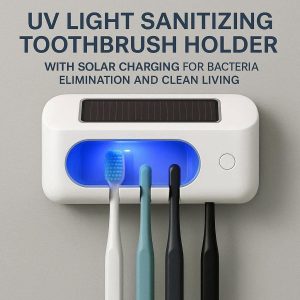 UV Light Sanitizing Toothbrush Holder With Solar Charging For Bacteria Elimination And Clean Living