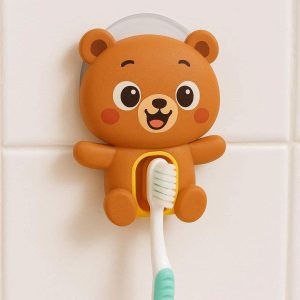 Cute Cartoon Animal Toothbrush Holder For Kids With Strong Suction Cup For Fun Morning Routine