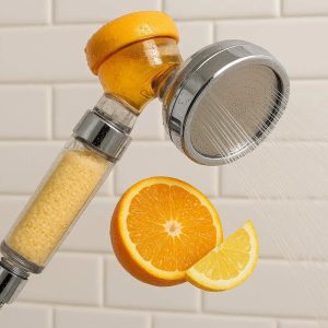 Vitamin C Infused Filter Shower Head For Chlorine Removal And Refreshing Citrus Aromatherapy